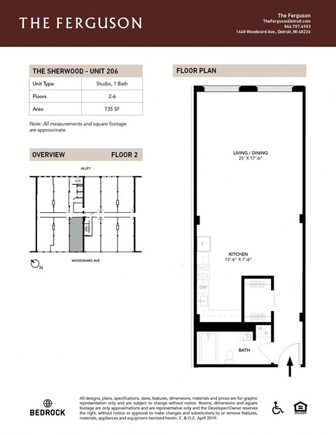 Floor Plans_Unit-206 at The Ferguson Apartments, Detroit, MI, 48226